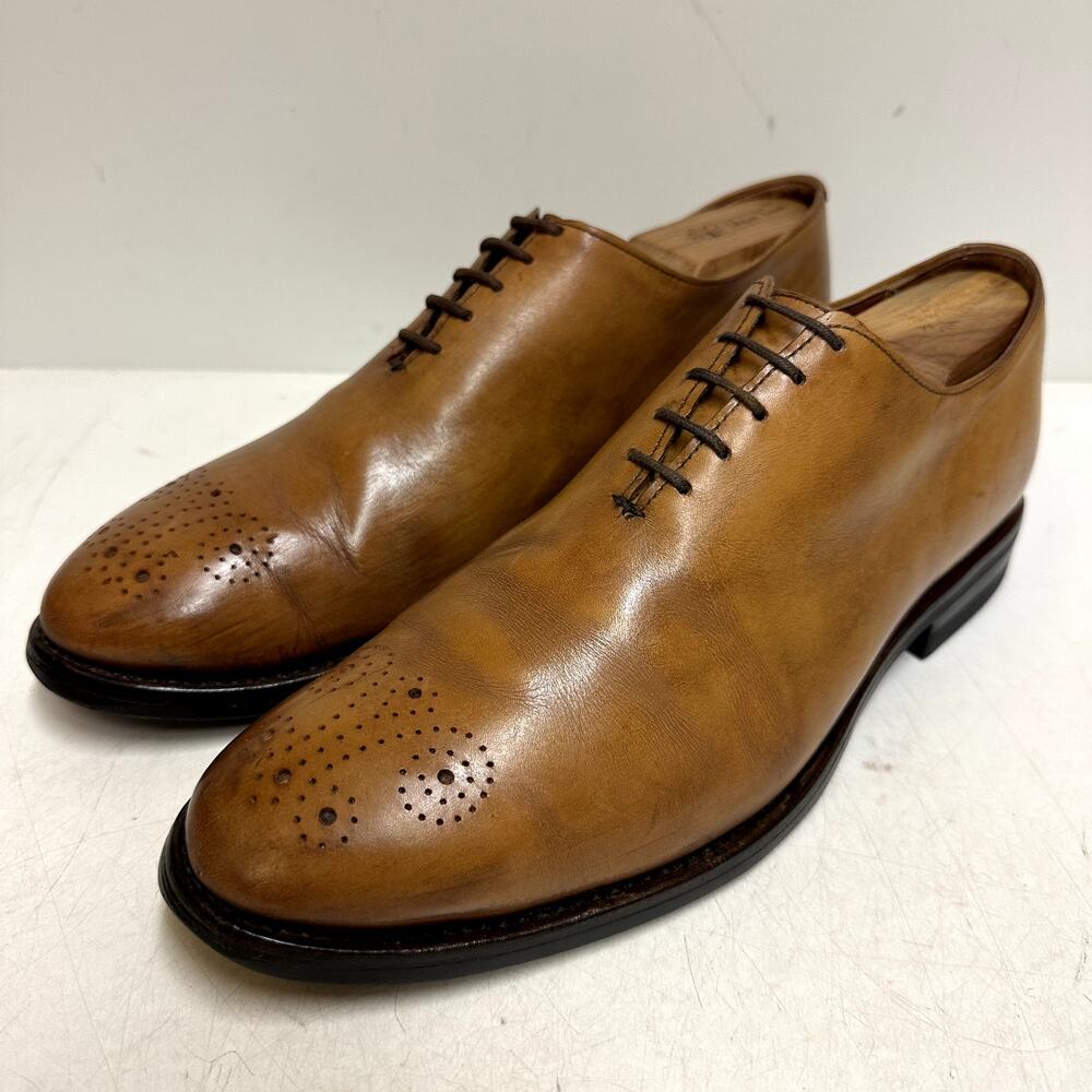 NEW HEELS Allen Edmonds Wholecut Oxford Medallion Toe Tan Made in USA 9.5 D